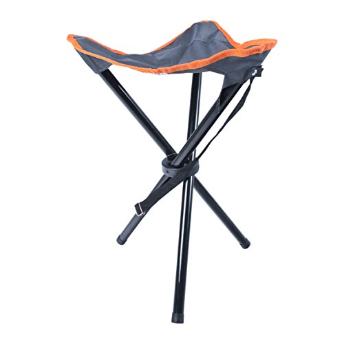 Milestone Camping 12080 Compact Folding Stool / Ideal For Camping, Garden, Festivals & More / Free-Standing Tripod Design / Comfortable Polyester Fabric / Carry Strap Included