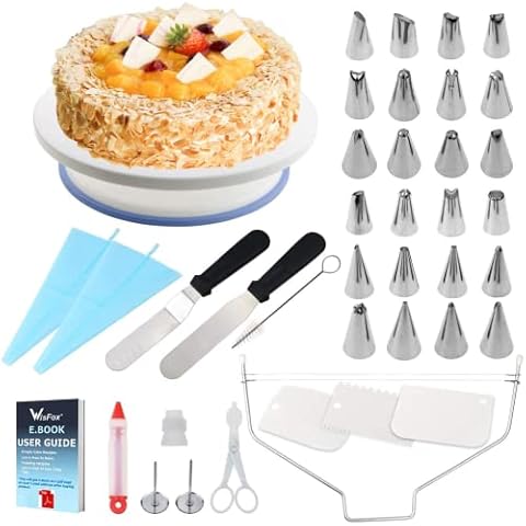 WisFox Tortenplatte Drehbar Tortenständer Kuchen Drehteller Cake Decorating Turntable Cover