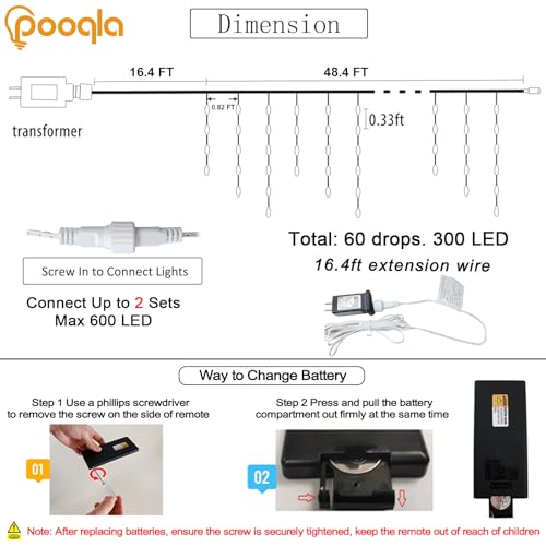Image of Pooqla 35 Colors Icicle Lights for Outside, 48FT Icicle Christmas Lights | Outdoor Roof Christmas Lights with Remote, Color Changing LED Hanging String Lights for Roof Window Halloween Decorations