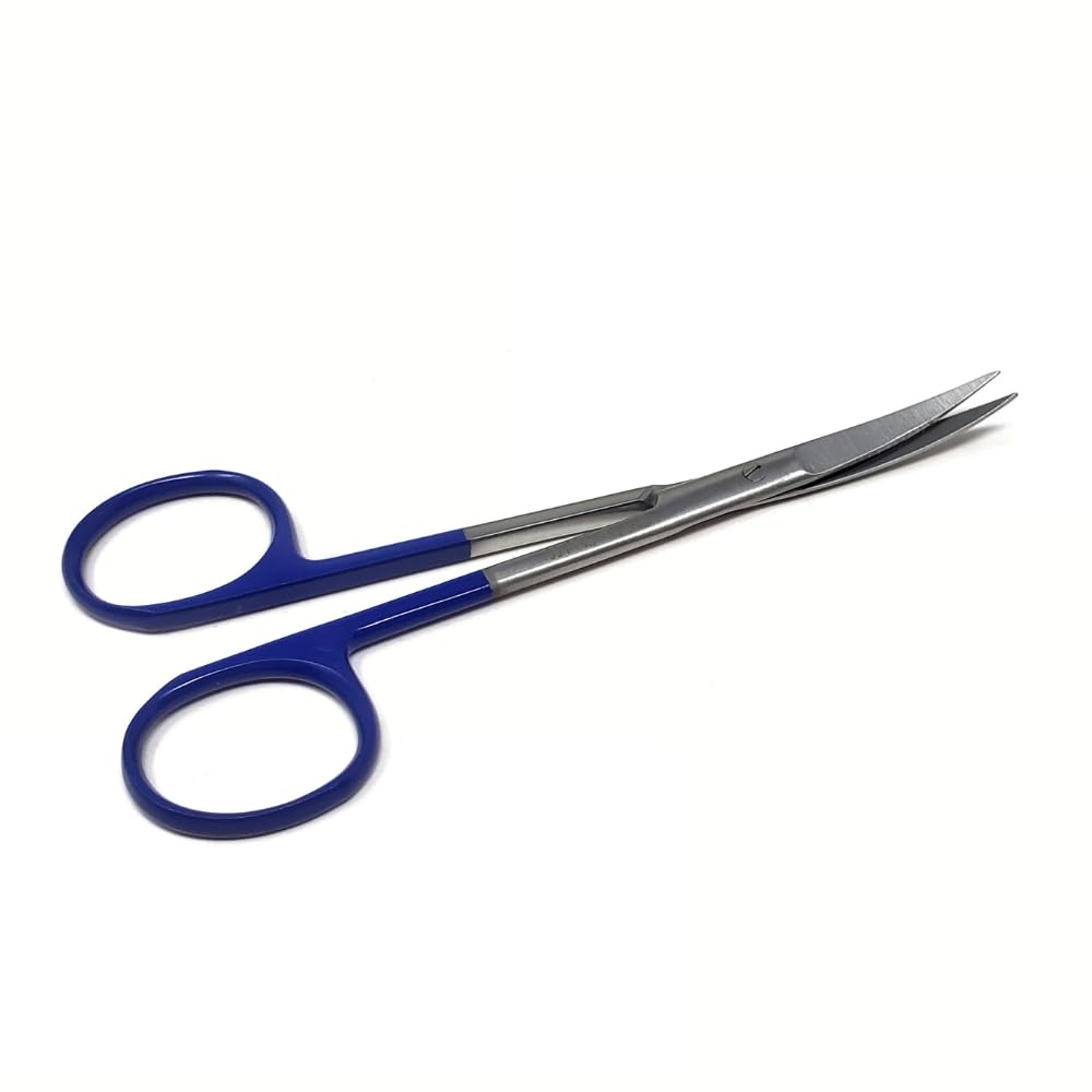 Multipurpose Micro IRIS Dissecting Scissors Stainless Steel Surgical Shears for Fine Precision Cuts Lab Tissue Dissection Suture Removal Practice Sharp Curved Pointed Blades - 4.5