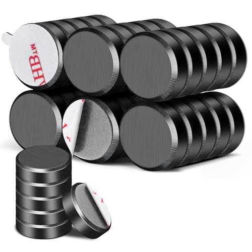 VSKIZ Magnets for Crafts with Adhesive Backing, 0.71x0.2inch Tiny Round Disc Ceramic Magnet, Flat Circle Ferrite Magnets for Whiteboard, Premium Industrial Magnets for DIY, Office, School-30Pcs