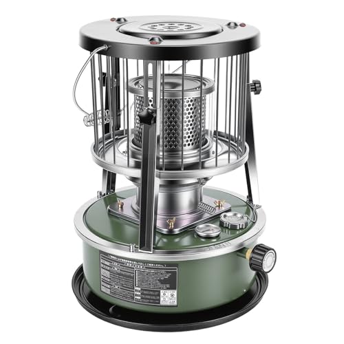 MOTOULAX Portable Kerosene Heater, 2.6KW 5.2L Adjustable Height Cold Rolled Plate Stainless Iron, with Manual Ignition, for Camping Tent Emergency Home Garage Basement