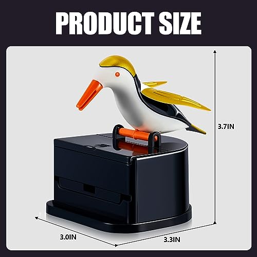 Suclain 2 Pieces Woodpecker Toothpick Holder Bird Toothpick Dispenser Bird Shape Toothpick Case Cute Funny Toothpick Box for Kitchen(White, Black and Gold)