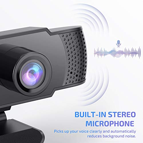 Webcam with Microphone, Anbes 1080P USB 2.0 Laptop Desktop Web Camera for Video Streaming Conference Gaming Online Classes with Auto Light Correction, for Windows Mac OS, Plug and Play