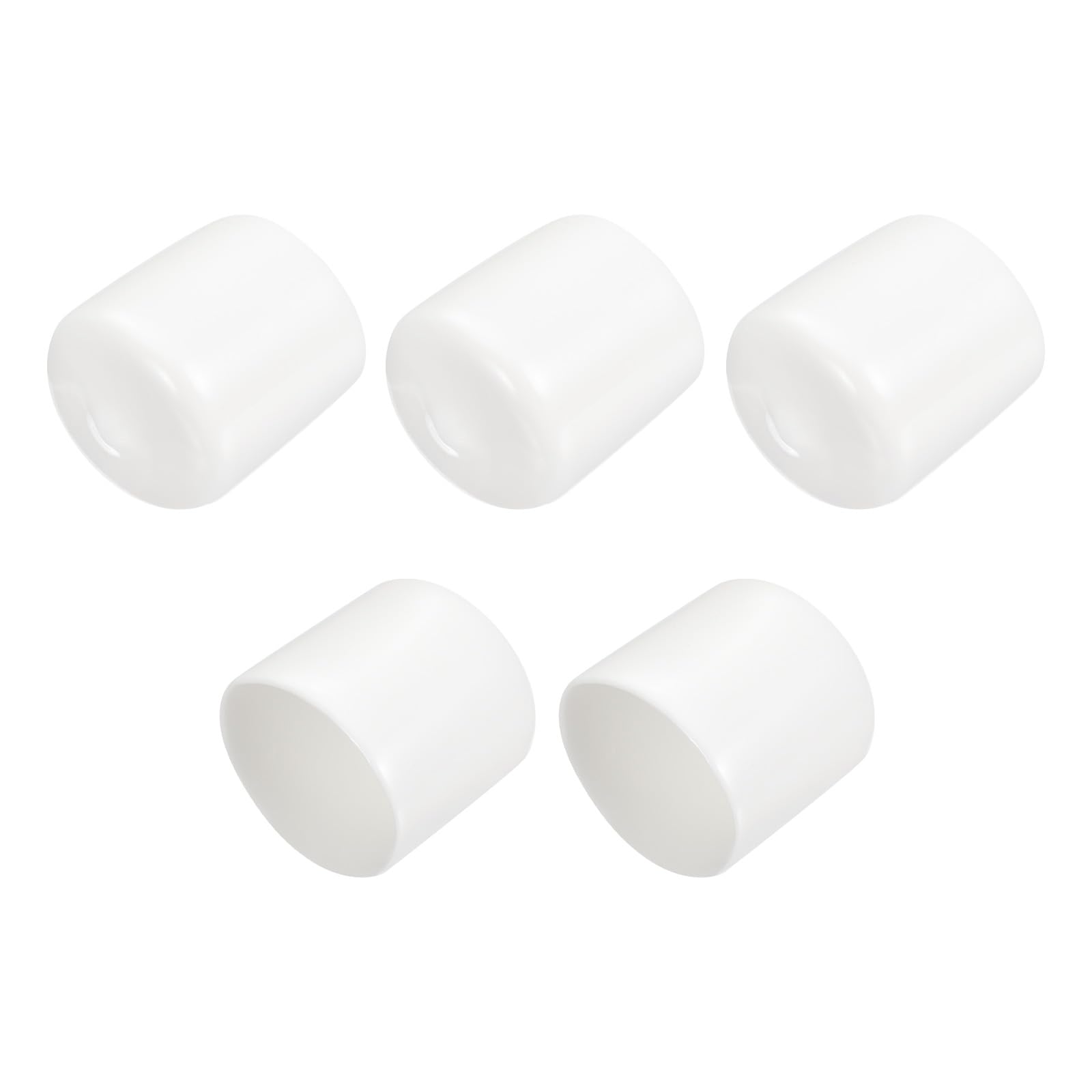 uxcell 5pcs Rubber End Caps 25mm ID Vinyl PVC Round Tube Bolt Cap Cover Screw Thread Protectors White
