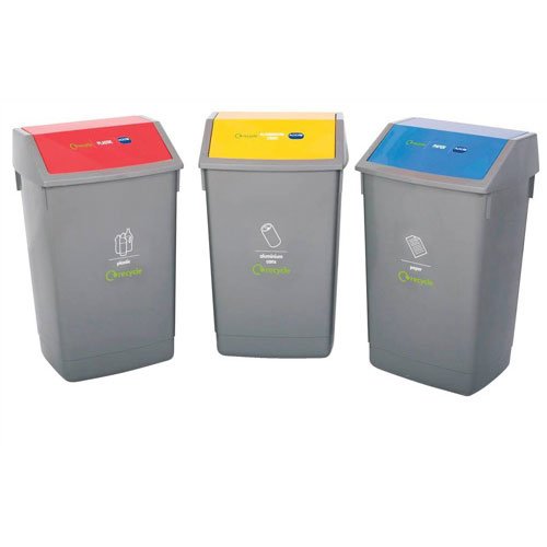 Addis Recycle Bin Kit 3x 54L Bins with Colour Coded Lids