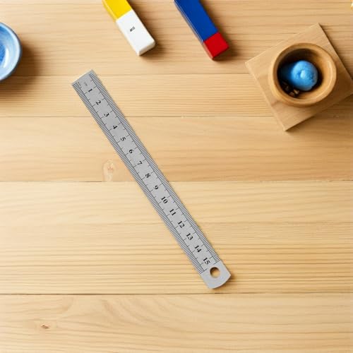 Règle en acier inoxydable de 15 cm rigide avec trou de suspension - 7