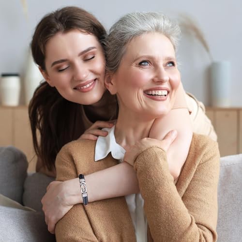 Grandmother and Granddaughter Forever Linked Together Braided Leather Bracelet, To My Granddaughter Infinity Knot Leather Bracelet Stainless Steel Engraved Jewelry for Birthday Christmas3