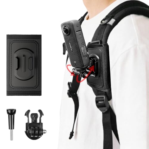 Velozym Support de Sangle de Sac à Dos Rotatif 360° pour GoPro Hero 13/12/11/10/9, Accessoire Caméra Action Compatible avec DJI Osmo Action 13 Pro/Pocket 3,...