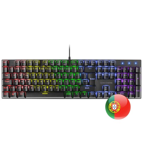Mars Gaming MK422 Nero, Tastiera Meccanica Gaming RGB, Antighosting, Switch Meccanico Marrone, Lingua Portoghese - Immagine 1