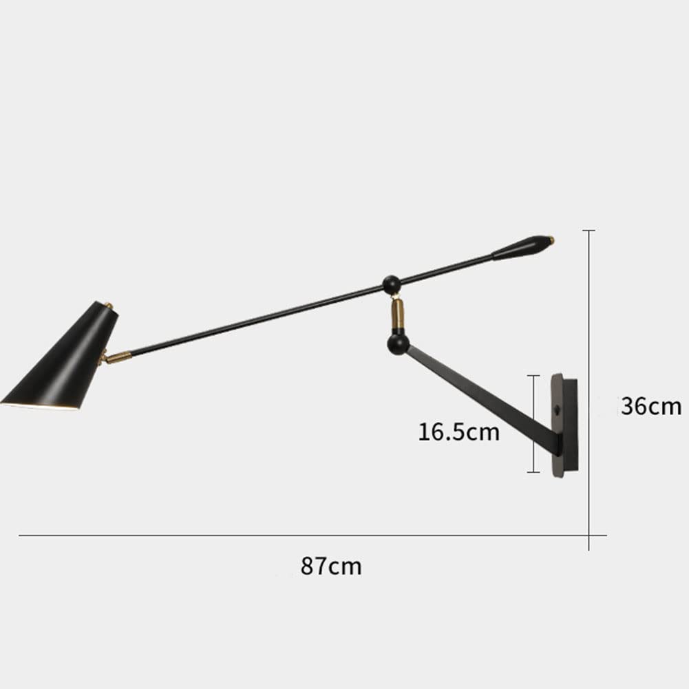OOWOKS Wandleuchte Innen Vintage E27 Schwarz Metall Wandlampe Mit Schalter Und Kabel Für Steckdose Einstellbare Chlafzimmer Nachttisch Wandbeleuchtung Wohnzimmerlampen Hotel Büro Leselampe