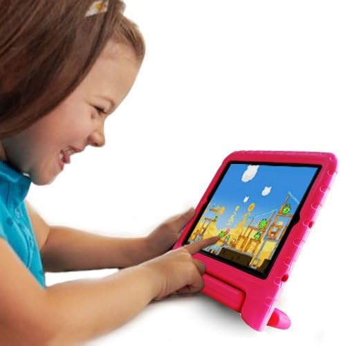 TCD for Apple iPad 2nd 3rd 4th Generation HOT Pink iPad Foam Case for Kids Shockproof Protective Stand Case Free Screen Protector Stylus