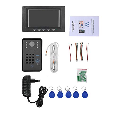 7 Zoll RFID Passwort Monitor Video Tür Tür Intercom Türklingel Mit Ir Kamera Schwarz Eu Stecker (1 Monitor)