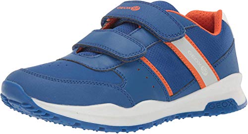 Geox Jungen Low-Top Sneaker CORIDAN Boy J925DA Kinder Halbschuh,Sportschuh,Klettschuh, Klett-Verschluss,ROYAL/ORANGE,31