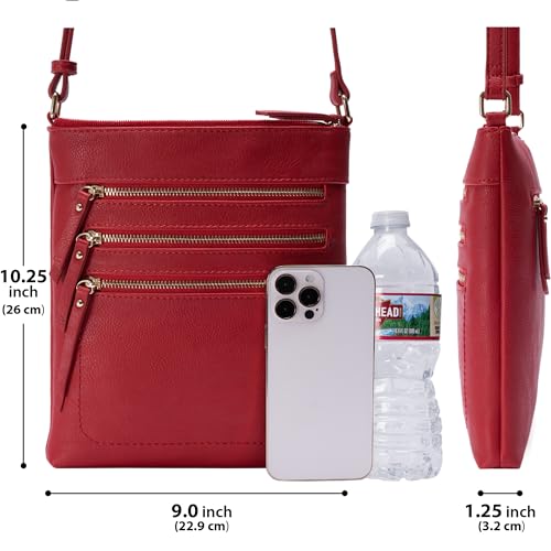 Image of Solene Crossbody Bag Functional Multi Pocket Messenger Purse Top Zip Closure Shoulder Handbag With Adjustable Strap