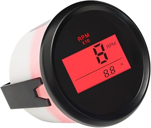 Miniatura 2 de ELING Tacómetro digital de motor impermeable REV contador 9990 RPM medidor con medidor de horas 2.047 in 12V 24V con retroiluminación