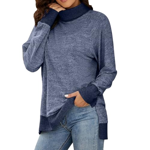 Generisch Suéter Mujer Oversized Sudadera Mujer Casual Los Ángeles Cuello Redondo Manga Larga Tops Suéter Negro Mujer Oversize Jersey Niñas 146 Negro Jersey Largo Mujer, azul, L