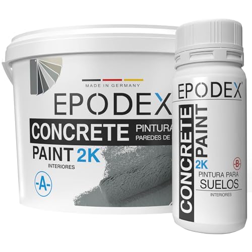 EPODEX Pintura para hormigón 2K, Pintura epóxica para suelos, Resina epoxi para suelo, Impermeable, Sótano, garaje, taller, Interior, 1,8kg (4,5m² con 2 capas) - Negro intenso