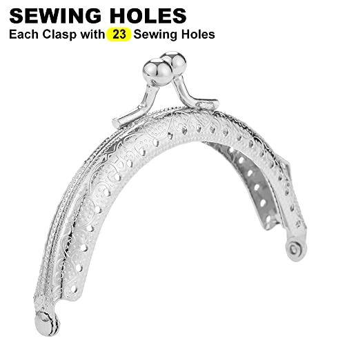 Mtsooning 10Pcs Vintage Purse Frame, 3.3 Inch Kiss Clasp Lock, Silver Arch Coin Bag Clasp For Purse Making Diy Handle Bag Sewing Craft #TOP3