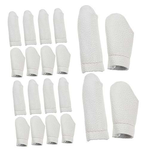 BELLIFFY DIY Craft Protective Covers 20 Pcs Knitting Finger Guards Leather Thimble for Needle Felting Comfortable and Long-Lasting Random