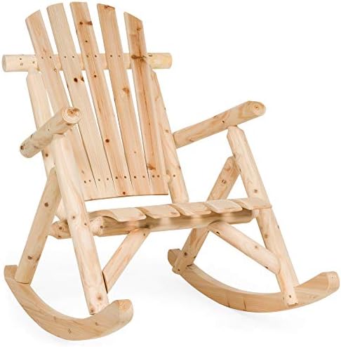 Best Choice Products Wooden Rocking Chair Outdoor Wood Rocker Adirondack Lounger Accent Furniture for Yard, Patio, Garden w/Natural Finish