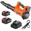 ELRINA Leaf Blower Cordless with 2 x 3.0Ah Batteries and Charger, 6-Speed Mode Lightweight Electric Blowers for Lawn Care, Yard Cleaning, Blowing Leaves, Dust, Snow Green, with Shoulder Straps