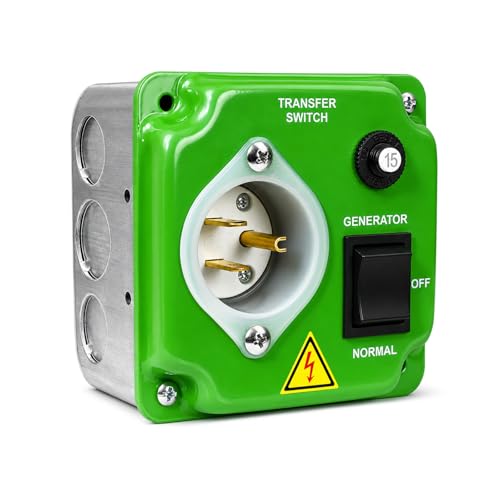 15-20 Amp 125V Manual Generator Transfer Switch Compatible with EZ Generator Switch. Pre-Wired Essential Circuit Backup Power Switch for Home Safe Power Transfer for Refrigerator Furnace Lights.