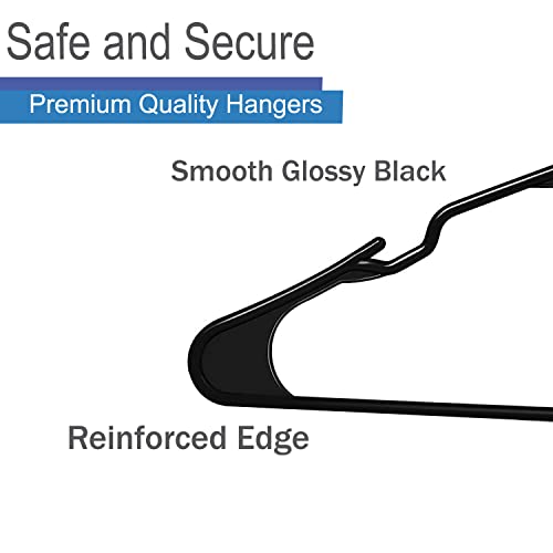 Heshberg Plastic Notched Hangers Space Saving Tubular Clothes Hangers Standard Size Ideal For Everyday Use On Shirts, Coats, Pants, Dress, Skirts, Etc. (20 Pack, Black) #TOP2