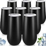 Maxdot 8 Packs Stemless Champagne Flutes Wine Tumbler, 6 OZ Double-insulated Wine Tumbler with Lids