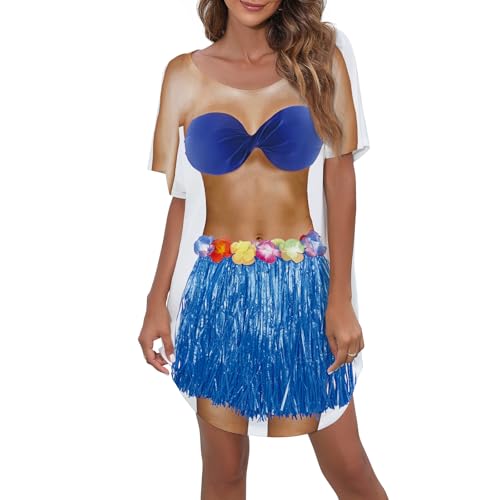 Kasopp Women's Funny Bikini Beach Cover Up Shirt Hawaiian Short
