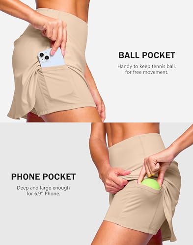 Image of SANTINY 13.5 inch /15 inch Skorts for Women with 2 Pockets High Waisted A Line Casual Pickleball Golf Skort Athletic Tennis Skirt