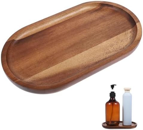 Small Wooden Serving Tray, Mini Acacia Wood Platters for Coffee B...