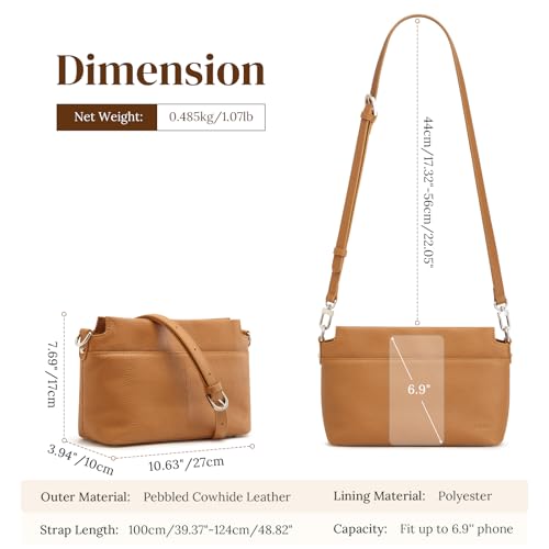 S-ZONE Crossbody Bags for Women Genuine Leather Purses Small Shoulder Bag Designer with Adjustable Strap3