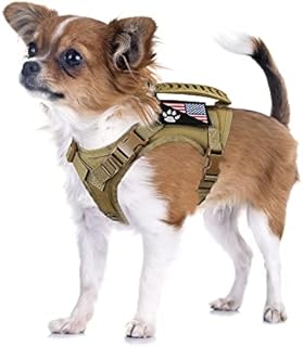 Tactical Dog Harness Tactical Puppy Vest with Rubber Handle K9 Military Adjustable Pet Vest Harness for Outdoor Training XS Dog Harness (Brown Harness)