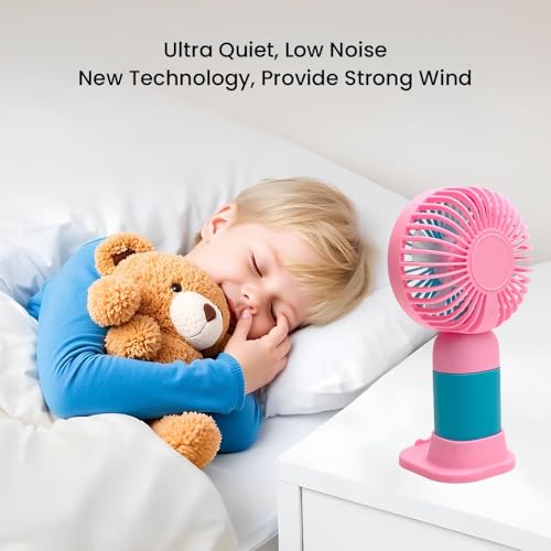 Image of Felinar 3 Speed Portable Mini Hand Fan Rechargeable 2-in-1 Handheld Desk Fan USB Powered Quiet Personal Cooling Fan for Men & Women Pink