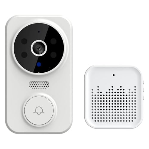 Videoportero inalámbrico – Cámara para timbre Smart Wifi, seguridad doméstica inalámbrica | Videoportero con batería recargable, visión nocturna HD, audio bidireccional, detección