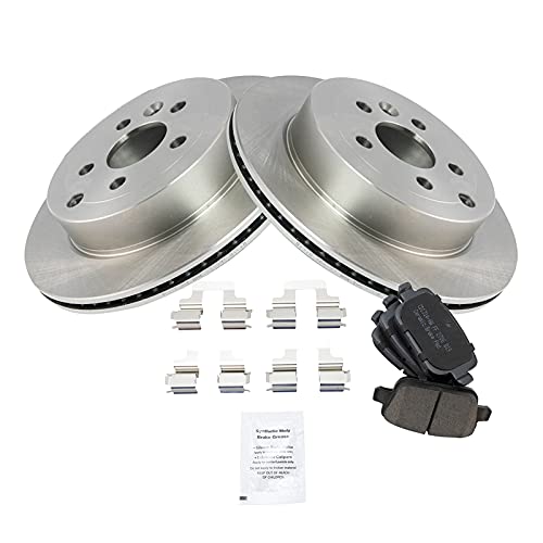 Image of TRQ Rear Brake Pad and Rotor Set Ceramic Vented Rotors | For 2008-2012 Land Rover LR2
