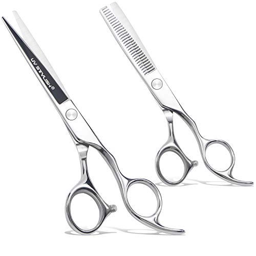 Professional Hair Cutting Scissors Thinning Shears Set - 6.5 inch Japanese Stainless Steel Razor Edge Haircut Kit - Best For Men women Kids Barber Salon