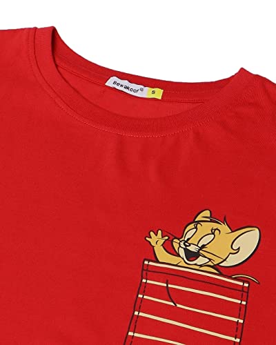 Image of Bewakoof Women's Tom & Jerry 100% Cotton T-Shirt - Slim Fit, Round Neck, Half Sleeves