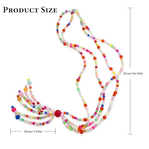 Magnetic Curtain Tiebacks, 2 Pack Colorful Tassel Curtain Drapery Holdbacks, Boho Curtain Ties for Home Office Decorative. (Colourful) - Thumbnail 7