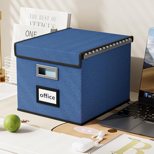 Image of File Organizer Box with Lids, Collapsible File Folder Organizer