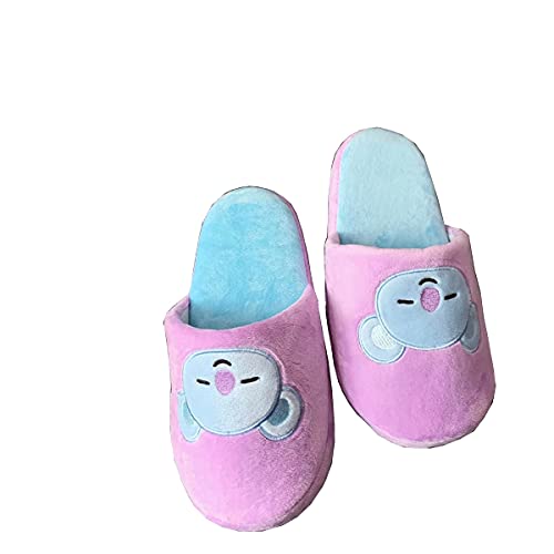 Cute Cartoon Printed Close-Toe Fur Indoor Slippers Warm BTS Cartoon Shoes 27cm / 10.6 inch (9,Koya)