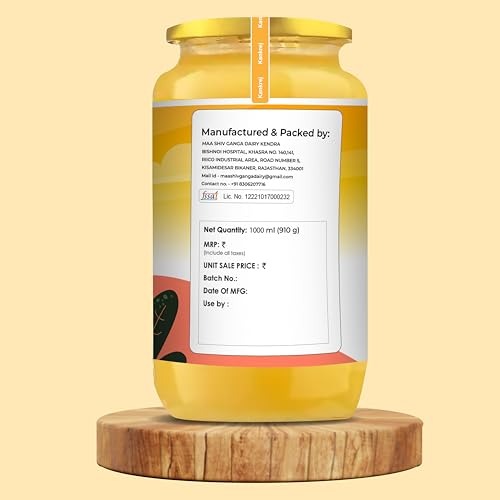 Image of Kankrej A2 Desi Hallikar Cow Ghee | Vedic Bilona Method | 100% Pure Desi Ghee Glass Bottle (1000ml)