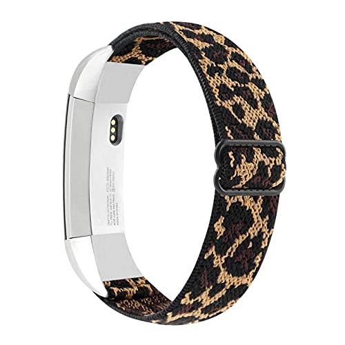 Image of Adjustable Elastic Bands Compatible with Fitbit Alta /Alta HR, Soft Stretchy Nylon Sports Breathable Replacement Wristbands for Women Men (Brown Leopard)