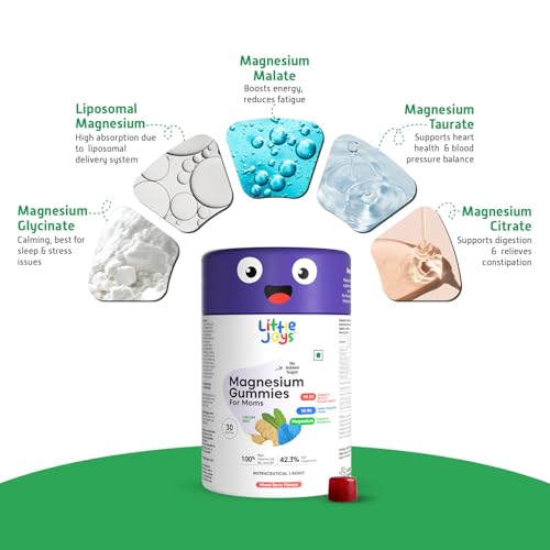 Image of Little Joys 5-in-1 Magnesium Supplement Gummies For Mothers | 15 Days Pack | Better Sleep & Reduced Stress | With Magnesium Glycinate, Vitamin D3, B6 & B9 | Non Habit Forming, No Added Sugar