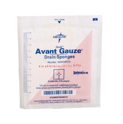 Avant Gauze Sterile Non-Woven Drain Sponges, 2" x 2", 6-Ply, 70/Bx image 2