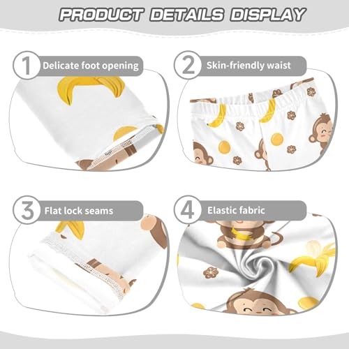 ALAZA Girls' Leggings Children's Yoga Pants Skinny Printed Dance Monkey Banana Cute Comfortable 4T2