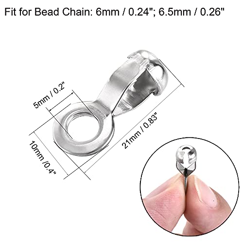 uxcell Conector de corrente esférica, 6 mm 6,5 mm laço de crimpagem conexão de aço inoxidável, pacot