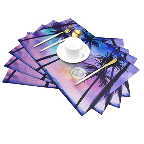 Set de table palmier anti-brûlure protège table bois lot de 4 napperons isolants