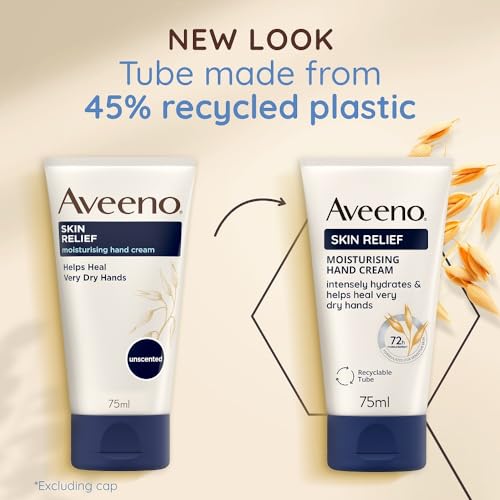 Aveeno Skin Relief Moisturising Hand Cream (1x 75ml), Nourishing Hand Cream to Soothe and Moisturise Very Dry Skin, Enriched Formula for Hydrating Irritable, Dry Hands, 72-hour hydration - Image 7